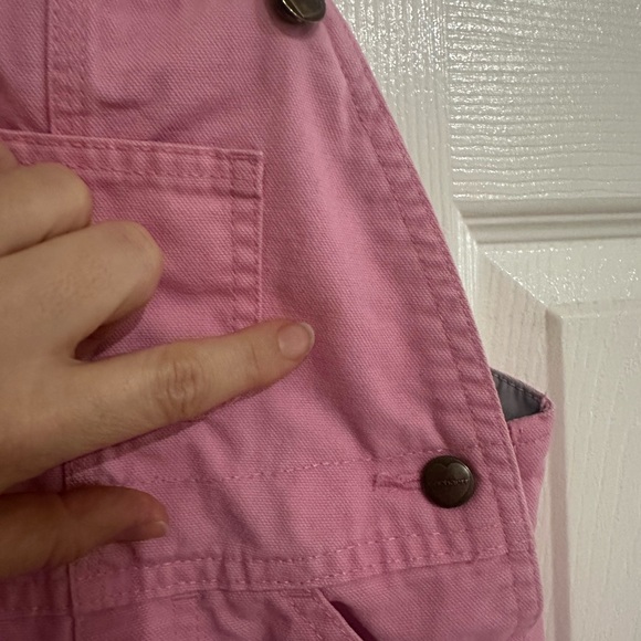 Carhartt pink lined flannel overalls girl denim jean - Picture 6 of 7